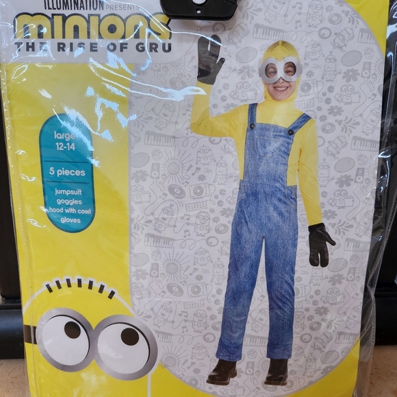 Minions Costume with Goggles and Gloves, New size Child Lg 12-14 - Picture 1 of 6